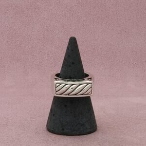 brighton sterling silver chunky cable & scroll stack band ring size 6.75